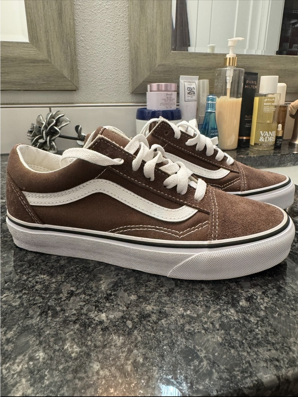 Vans Old Skool Brown Suede Sneakers with White Stripe
